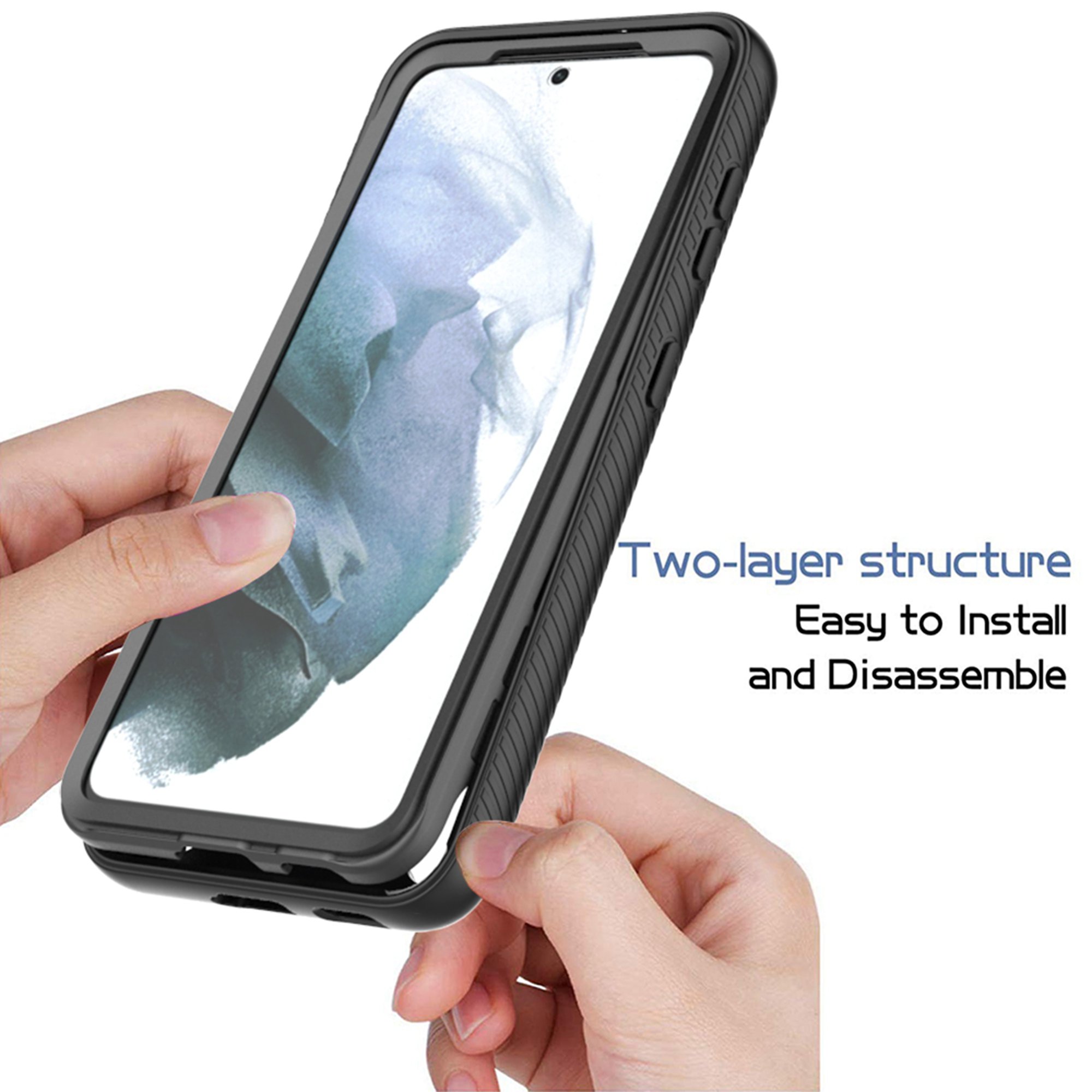 Galaxy A13 5G Case with Built in Screen Protector,Dteck Full-Body Shockproof Rubber Hybrid Protection Crystal Clear PC Back Protective Phone Case Cover for Samsung Galaxy A13 5G,Purple